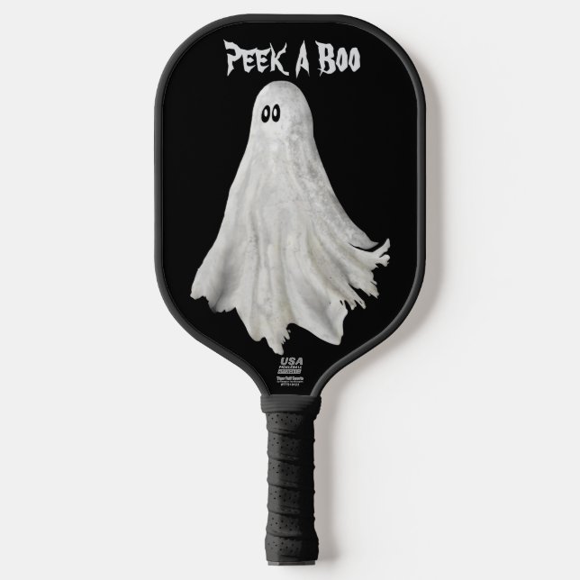 Palas De Pickleball Gracioso Fantasma Del Pasado Dibujo De Halloween (Anverso)