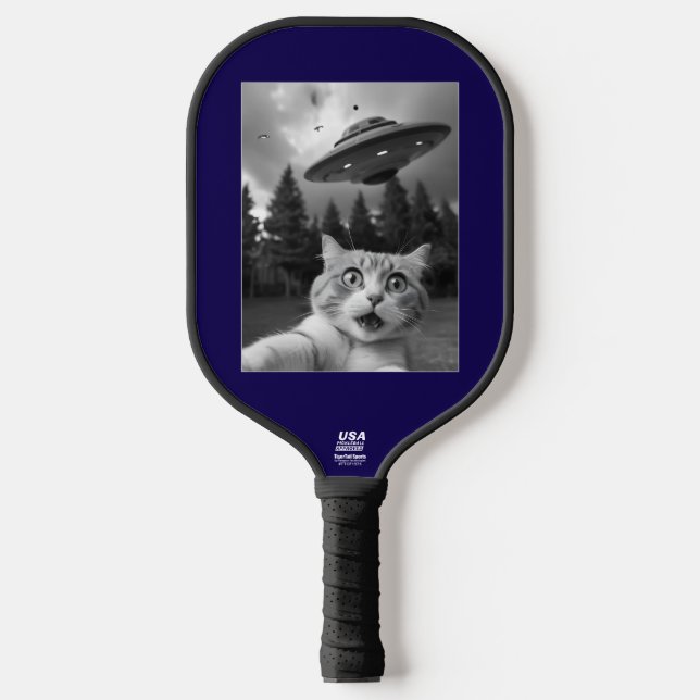 Palas De Pickleball Gracioso gato UFO Selfie (Anverso)