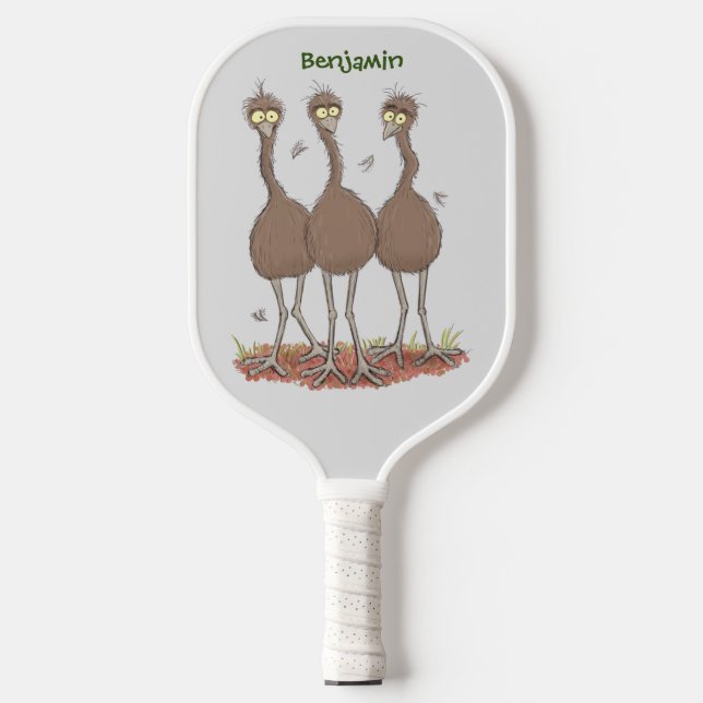 Palas De Pickleball Gracioso ilustracion del trío de emu australiano p (Anverso)