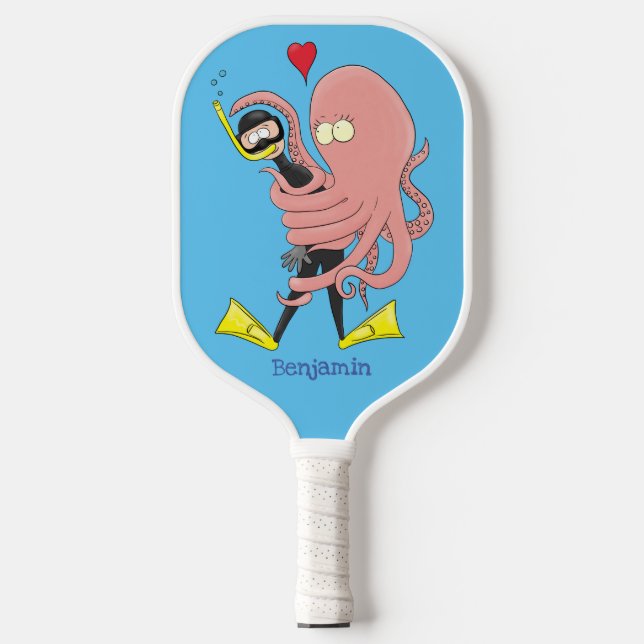 Palas De Pickleball Gracioso pulpo abrazos buceo humor personalizado (Anverso)