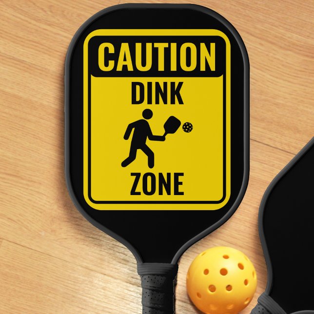 Palas De Pickleball Gracioso Rótulo de precaución en zona de tinta ama (caution dink zone sign funny pickleball paddle)
