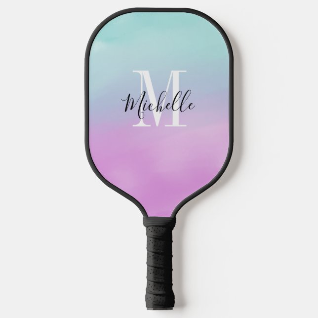 Palas De Pickleball Gradiente de Azul Purpura Teal Personalizado con N (Anverso)