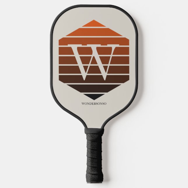 Palas De Pickleball Gradiente de puesta de sol Monograma hexágono (Anverso)
