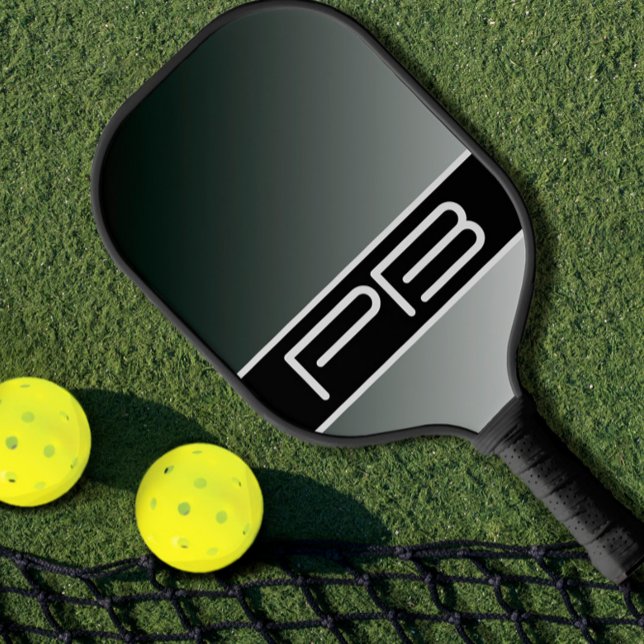 Palas De Pickleball Gradiente Guay Modern Double Initials Black Gray (Subido por el creador)