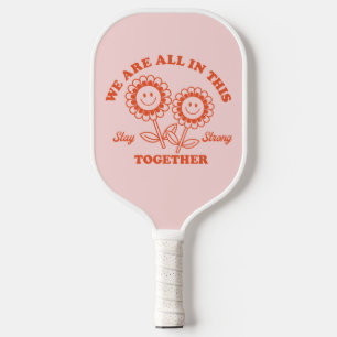 Palas De Pickleball Gráfica de flor retro feliz