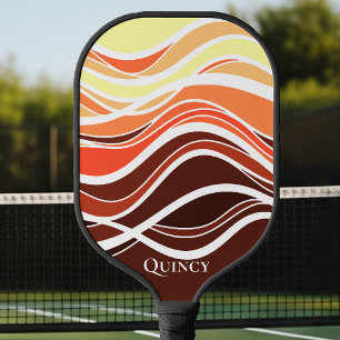 Palas De Pickleball Gráfica geométrica marrón ondulado monograma fibra