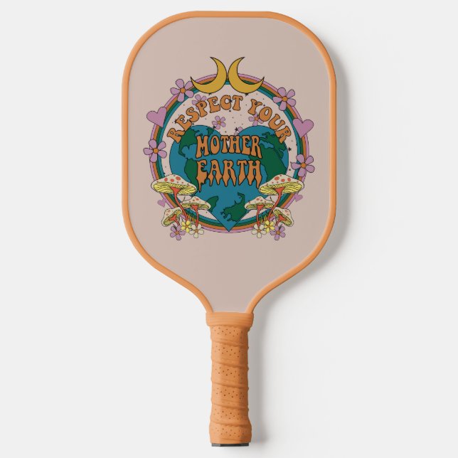 Palas De Pickleball Gráfico retro madre tierra de 70 (Anverso)