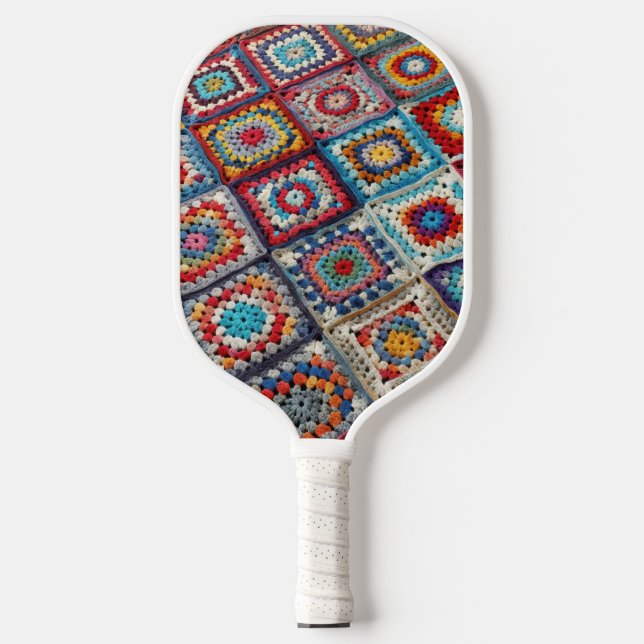 Palas De Pickleball Granny Square Crocheted Quilt (Anverso)