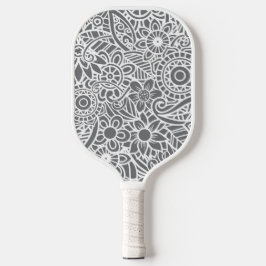 Palas De Pickleball Gray & White Abstract Floral Tropical Hawaiian