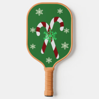 Palas De Pickleball Green Christmas Candy Cane & Snowflake