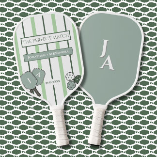 Palas De Pickleball Green Stripes Perfect Match Couples 