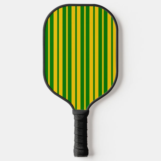 Palas De Pickleball Green Yellow Stylish Stripes Pattern Design  (Anverso)