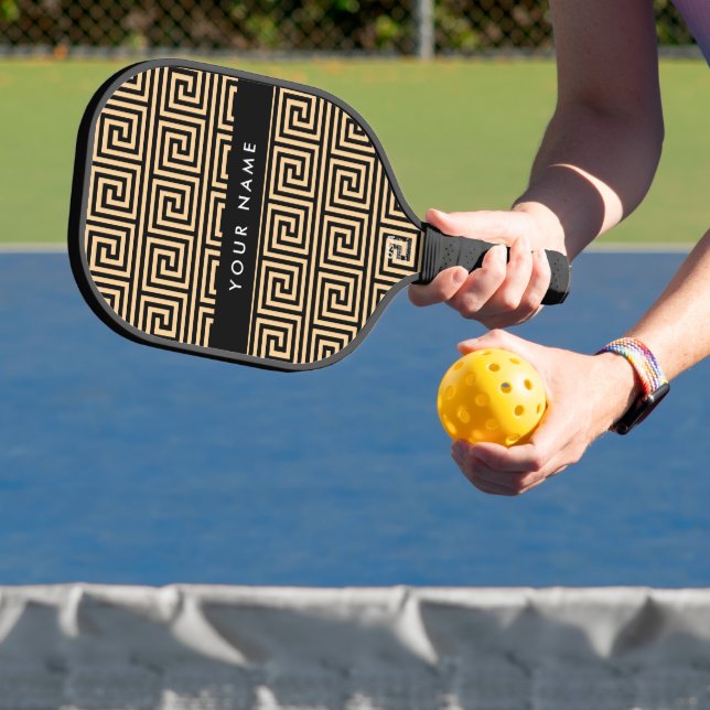 Palas De Pickleball Griego Meander Key Brown, Tu Nombre, Personalizar (in situ)
