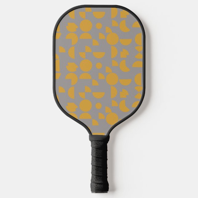 Palas De Pickleball Gris amarillo moderno elegante tribal geométrica (Anverso)