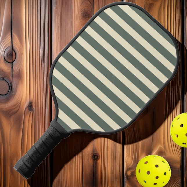 Palas De Pickleball Gris cálido a rayas de polo de mediados de siglo (Subido por el creador)