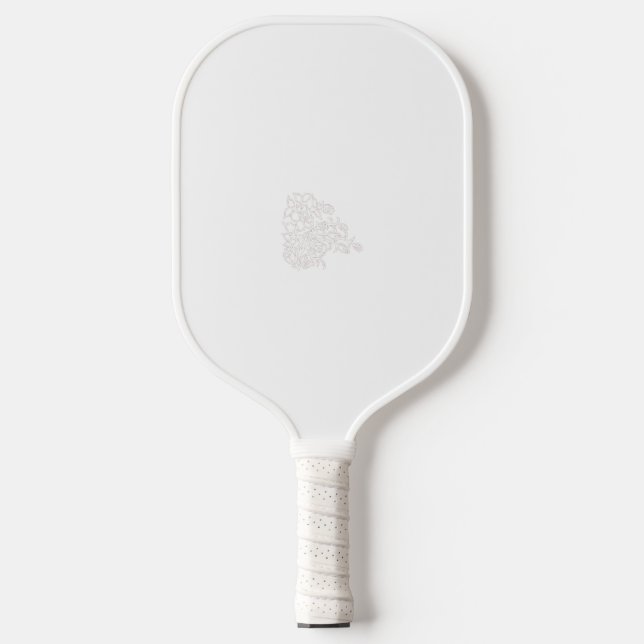 Palas De Pickleball Gris pálido, blanco lechero, diseño floral (Anverso)