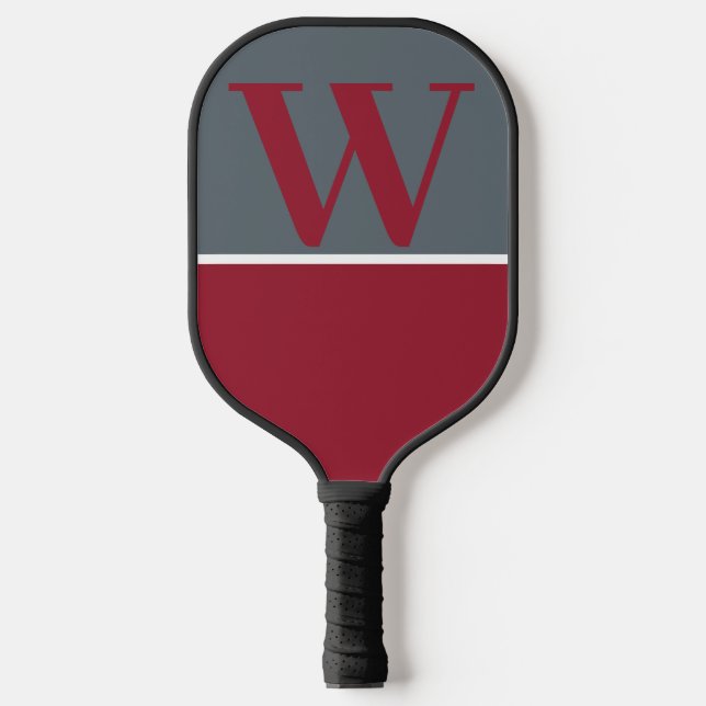 Palas De Pickleball Gris y Red College Monograma Pickleball Paddle (Anverso)