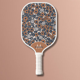 Palas De Pickleball Groovy Boho Retro Floral Hippie Monograma moderno