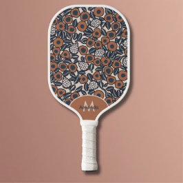 Palas De Pickleball Groovy Boho Retro Floral Hippie Monograma moderno