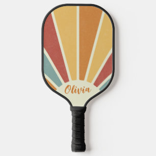 Palas De Pickleball Groovy grunge estilo retro diseño del sol