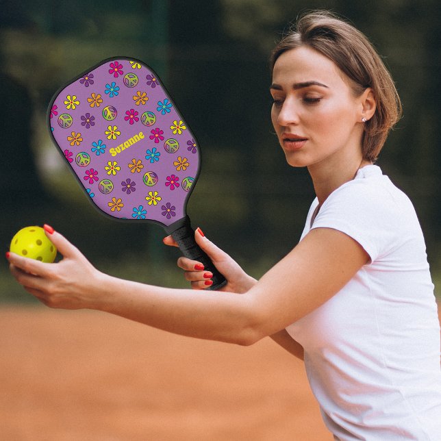 Palas De Pickleball Groovy Hippie Peace and Flower Shower (Subido por el creador)