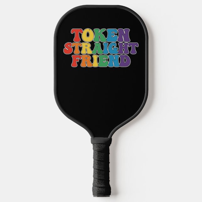 Palas De Pickleball Groovy LGBT Pride Token Straight Friend (Anverso)