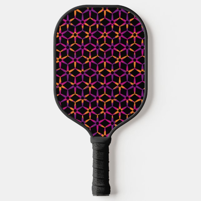 Palas De Pickleball Groovy Retro Geométrico Monogramado Nombre (Anverso)