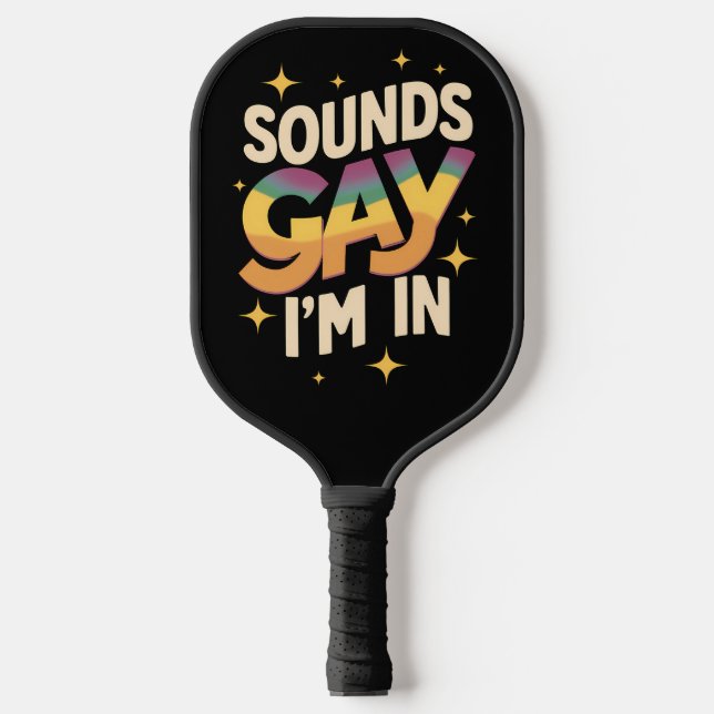 Palas De Pickleball Groovy suena gay Estoy en el orgullo LGBT arcoiris (Anverso)