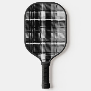 Palas De Pickleball Grunde Blanco Negro Flannel Tartán Diseño