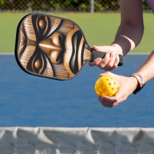 Palas De Pickleball Guardianes antiguos: Arte de Madera Tiki