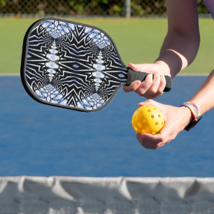 Palas De Pickleball Guay De Patrón Azul Y Negro De Boho Geométrico Úni