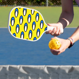 Palas De Pickleball Guay Fun Bright Yellow Tiled Blue White Pattern