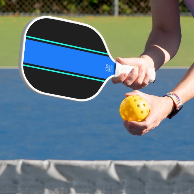 Palas De Pickleball Guay Fun Slim Vivid Blue Aqua Black Carreras Strip (in situ)