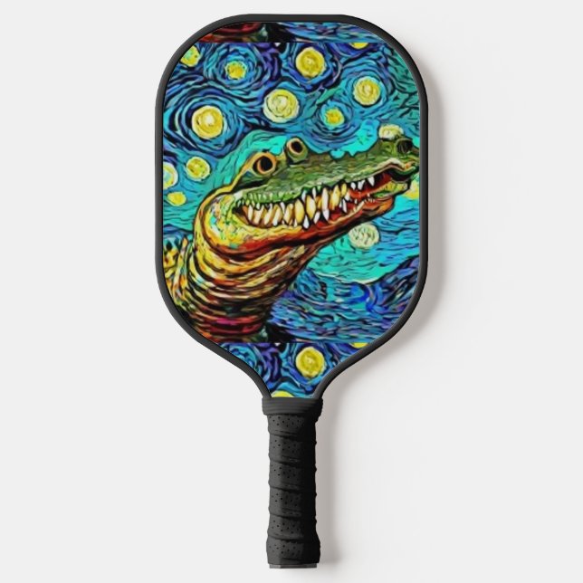 Palas De Pickleball Guay Funny Artsy Alligator Stark Night Art (Anverso)