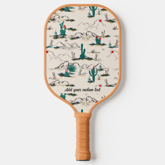 Palas De Pickleball Guay Retro Desert Mountain Cactus Personalizado Te (Anverso)