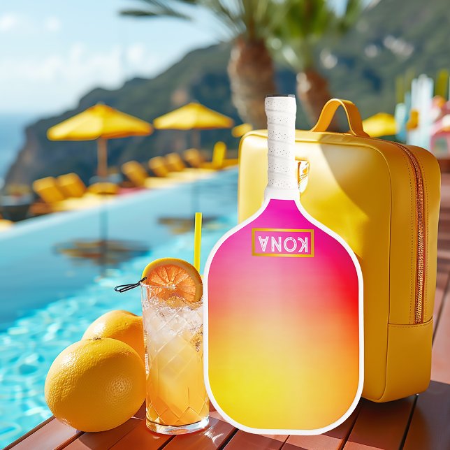 Palas De Pickleball Guay y moda Ombre tropical rosa y amarillo (Cool Chic Pink Orange and Yellow Ombre Pickleball Paddle)