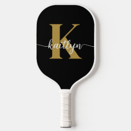 Palas De Pickleball Guion de Monograma de Oro Negro