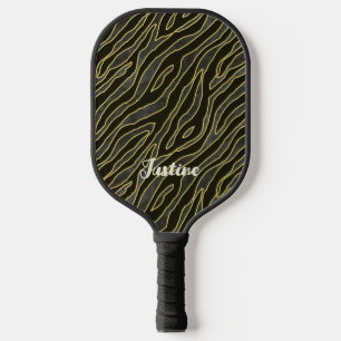 Palas De Pickleball Guión de nombre de patrón de cebra elegante