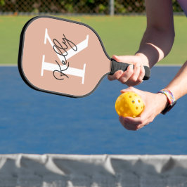 Palas De Pickleball Guión moderno de monograma rosa Rubor