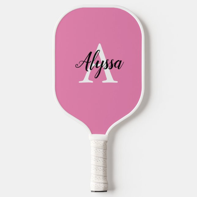 Palas De Pickleball Guión monográfico estiloso Paddle rosado de bolas (Anverso)