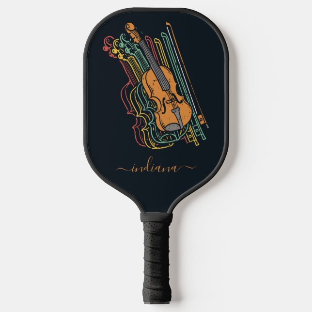 Palas De Pickleball Guión Monograma personalizado para violín de corte (Anverso)