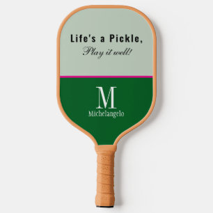 Palas De Pickleball Guión Monogramado Moderno Elegante Selva Verde