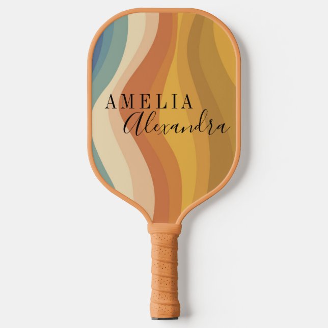 Palas De Pickleball Guión retro del Boho personalizado Resumen de líne (Anverso)