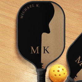 Palas De Pickleball Guitar Silhouette Tan Wood Name Monogram 