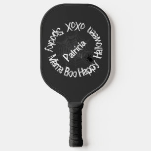 Palas De Pickleball Halloween blanco y negro espeluznante mamá asusta