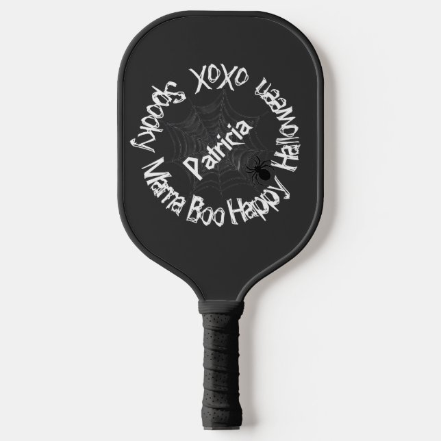 Palas De Pickleball Halloween blanco y negro espeluznante mamá asusta  (Anverso)