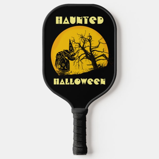 Palas De Pickleball Halloween Bruja malvada, árbol muerto de luna llen (Anverso)