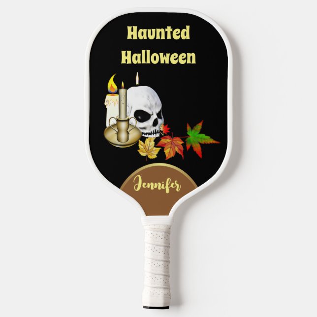 Palas De Pickleball Halloween Candle Spooky Skull Maple Leaves (Reverso )