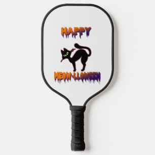 Palas De Pickleball Halloween de la calabaza de gato negro
