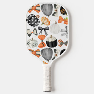 Palas De Pickleball Halloween otoño arco acuarela patrón calabaza
